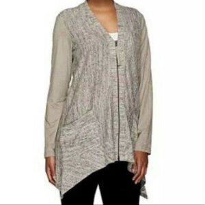 Logo by Lori Goldstein Faux Suede Sleeve Zip Cardigan XS G